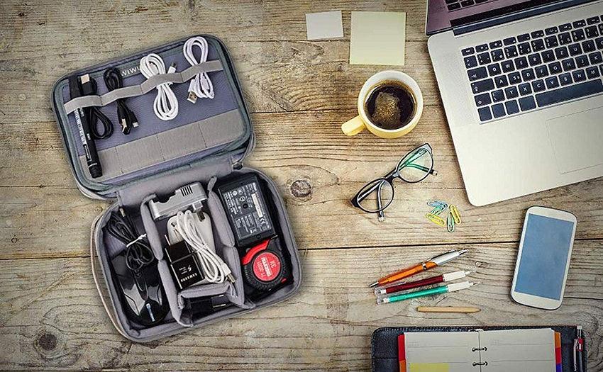 Wiwu Camou Travel Pouch With Cable Go Through Slot - Blue - Tashqila Wiwu Camou Travel Pouch With Cable Go Through Slot - Blue - Tashqila